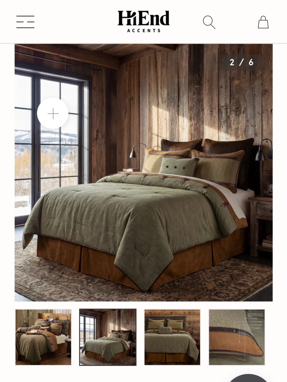HiEnd Luxury Designs Highland Lodge King Comforter Set 2 Shams 2 Accent Pillows